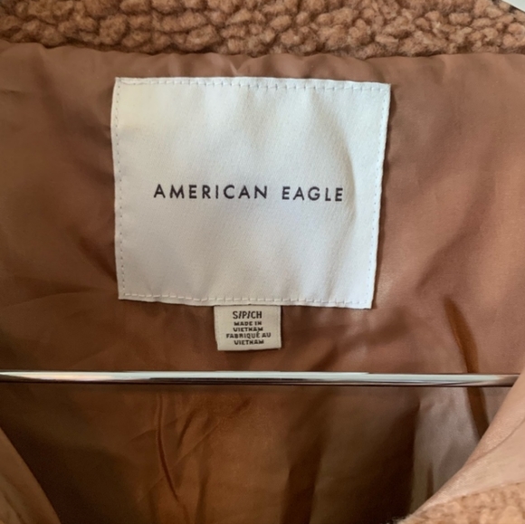 😍 GUC American Eagle Ladie's Cropped Sherpa Teddy Jacket, Brown, Small - Picture 5 of 11